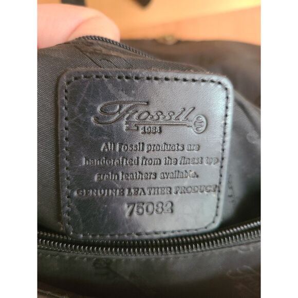 Vintage Fossil 1954 Pebbled Black Leather Crossbody Shoulder Bag Purse‎ 75082 - Picture 4 of 9